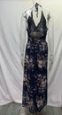 Elegant Flower Print Chiffon Dress for Women - Sexy Halter V Neck Backless Long Summer Fashion Party Dress
